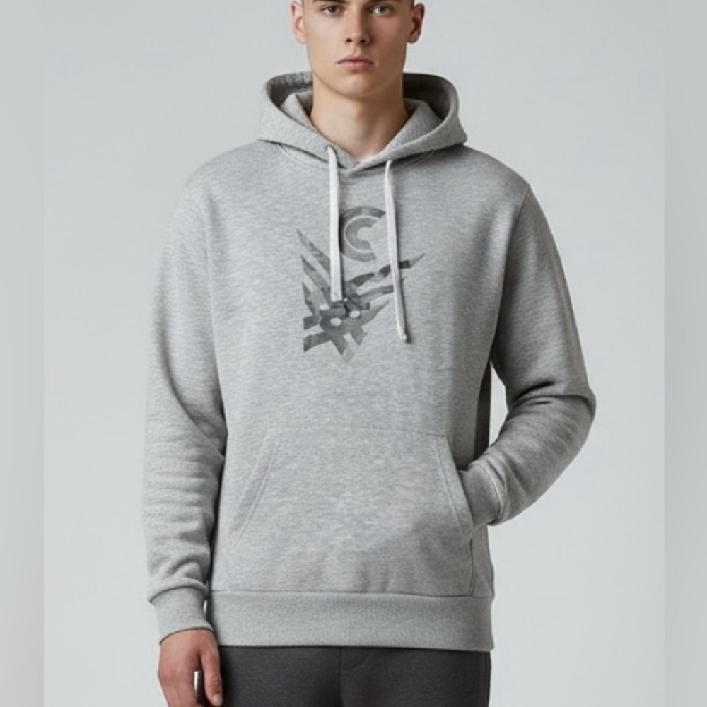 Crossover culture men’s agent Gray graphic‎ Hoodie size small pockets drawstring